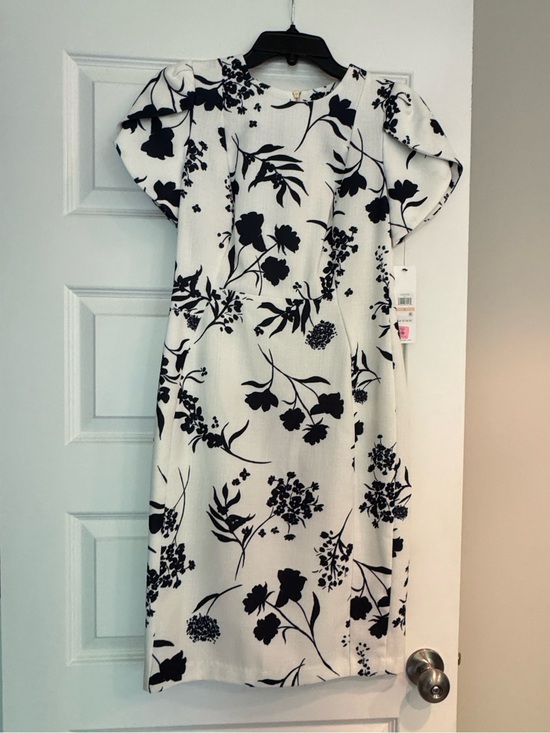 Calvin Klein Dresses & Skirts - Calvin Klein White Midi Dress with Black Floral Print